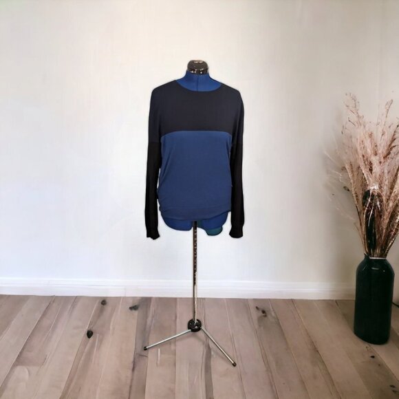 ATM Anthony Thomas Melillo Merino Wool Color Blue & Black Block Crew Sweater L - Picture 15 of 15